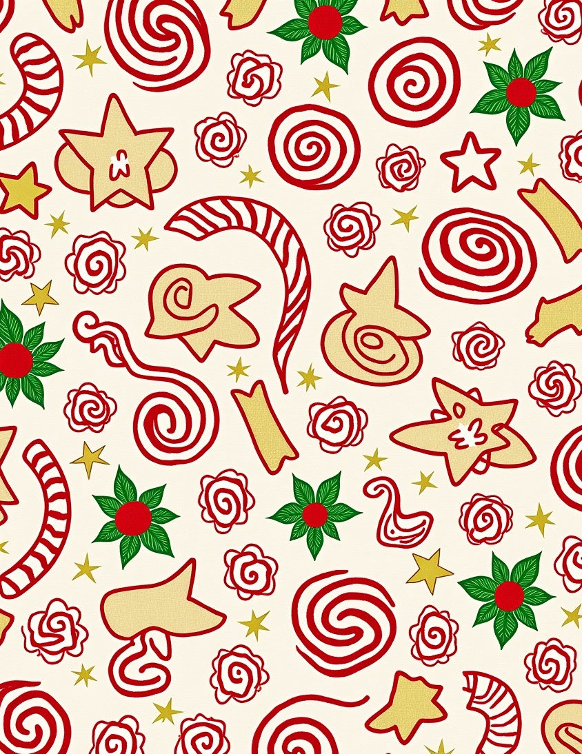Festive Red White Gold Treat Medley Rug