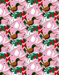 Whimsical Pink Duck Swan Christmas Rug