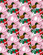 Whimsical Pink Duck Swan Christmas Rug