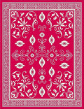 Vibrant Red Floral Vines Border Rug