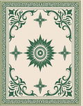 Emerald Green Floral Sunburst Medallion Rug
