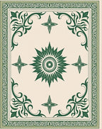 Emerald Green Floral Sunburst Medallion Rug
