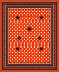 Vibrant Coral Black Starburst medallion Rug