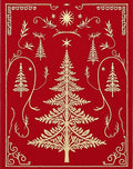 Crimson Gold Festive Tree Garland Rug