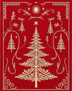 Crimson Gold Festive Tree Garland Rug