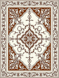 Brown and Cream Floral Medallion Frame Rug
