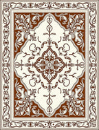 Brown and Cream Floral Medallion Frame Rug