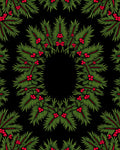 Vintage Green Holly Berry Wreath Rug