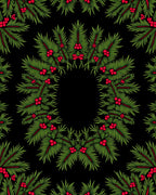 Vintage Green Holly Berry Wreath Rug