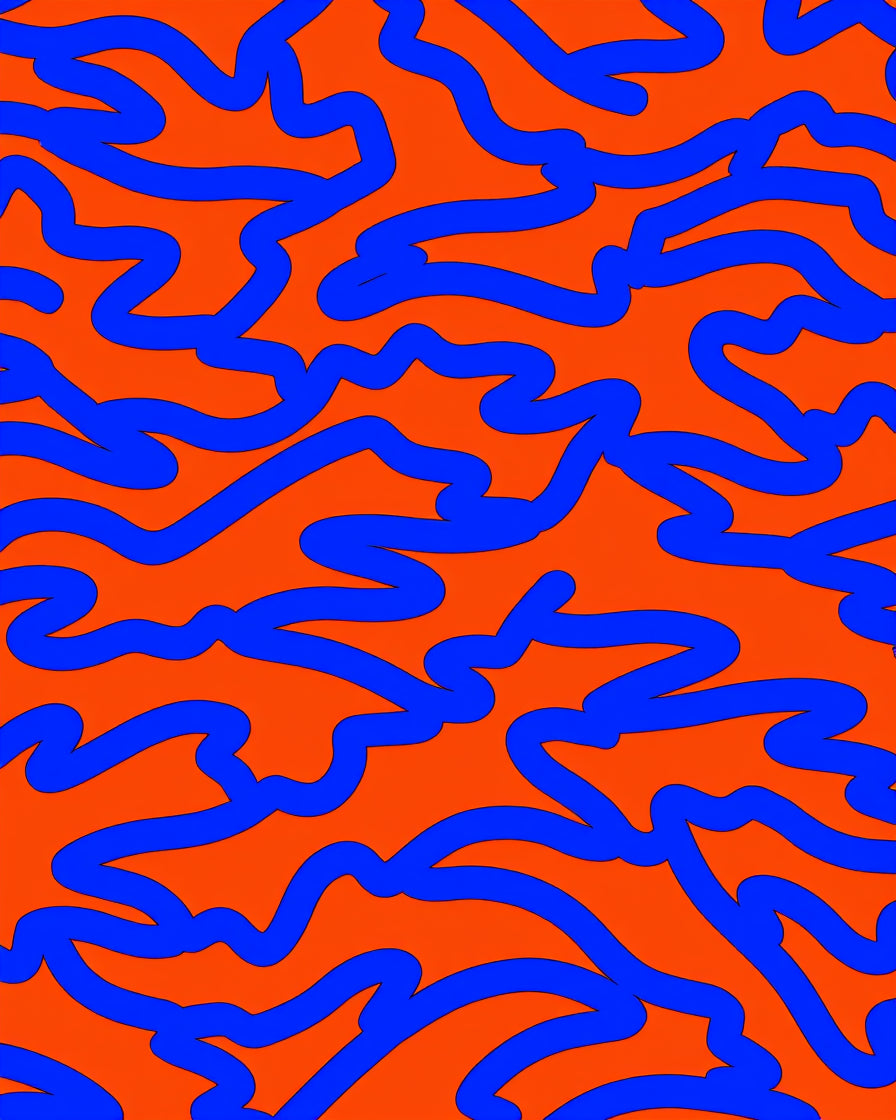 Bold Blue Winding Lines Rug
