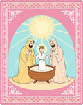 Pink Religious Figures Sunburst Rug