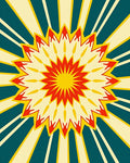 Starburst Red Yellow Teal Sunburst Rug