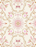 Soft Pink Floral Vine Medallion Rug