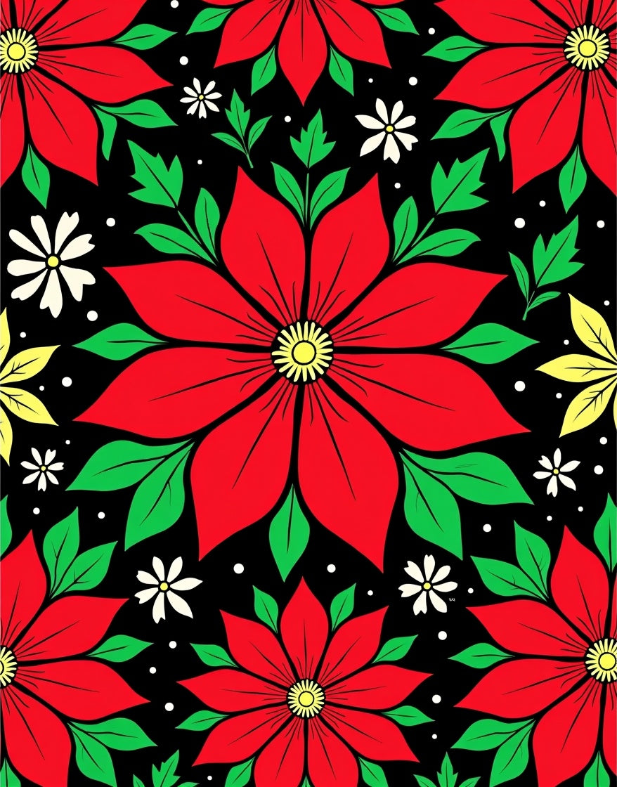 Bold Red Flower Garden Rug