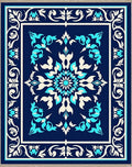 Deep Navy Floral Medallion Rug