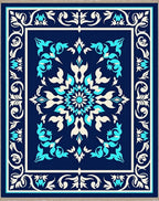 Deep Navy Floral Medallion Rug