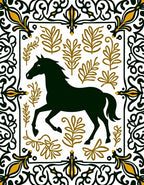 Dark Horse Golden Leaf Border Rug