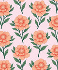 Coral Floral Stem Arrangement Rug