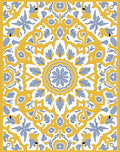 Sunny Blue Floral Medallion Mandala Rug