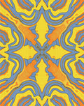 Yellow Blue Orange Abstract Swirl Rug