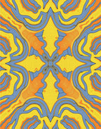 Yellow Blue Orange Abstract Swirl Rug