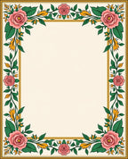 Pink Rose Vine Border Rug