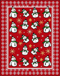 Christmas Snowman Red Whimsical Snowflakes Rug