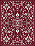 Crimson White Floral Art Nouveau Rug