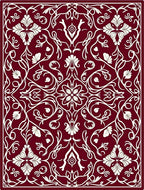 Crimson White Floral Art Nouveau Rug
