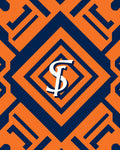 Orange Blue Geometric Logo Rug