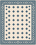 Cream Navy Floral Border Medallion Rug