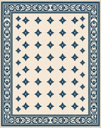 Cream Navy Floral Border Medallion Rug