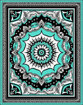 Bold Turquoise Radiant Starburst Medallion Rug