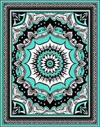 Bold Turquoise Radiant Starburst Medallion Rug