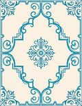 Teal Cream Arabesque Medallion Rug