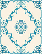 Teal Cream Arabesque Medallion Rug