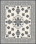 Dark Indigo Folk Floral Bandana Rug