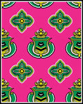 Bright Pink Green Laurel Crest Rug