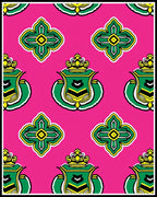 Bright Pink Green Laurel Crest Rug