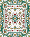 Terracotta Teal Floral Flourish Medallion Rug
