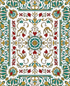 Terracotta Teal Floral Flourish Medallion Rug