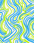 Electric Blue Green Wavy Lines Rug