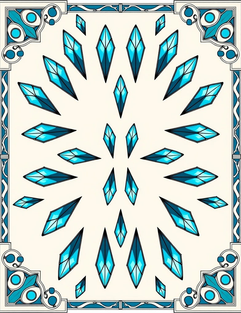Turquoise Crystal Diamond Mandala Rug