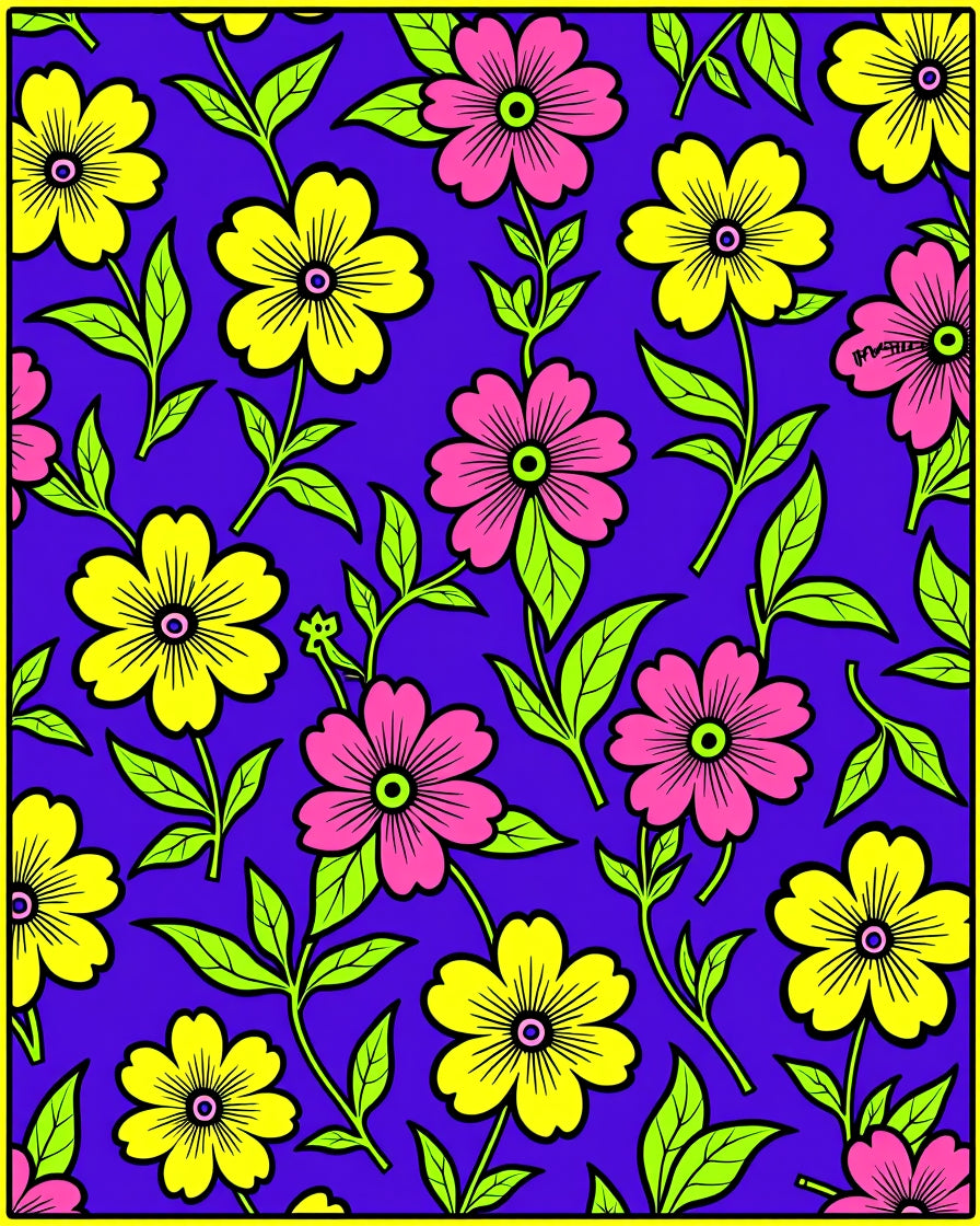 Vibrant Yellow Pink Floral Garden Rug