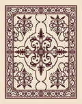 Ornate Burgundy Floral Scrollwork Medallion Rug