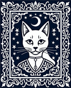 White Moonlit Cat Mystic Border Rug