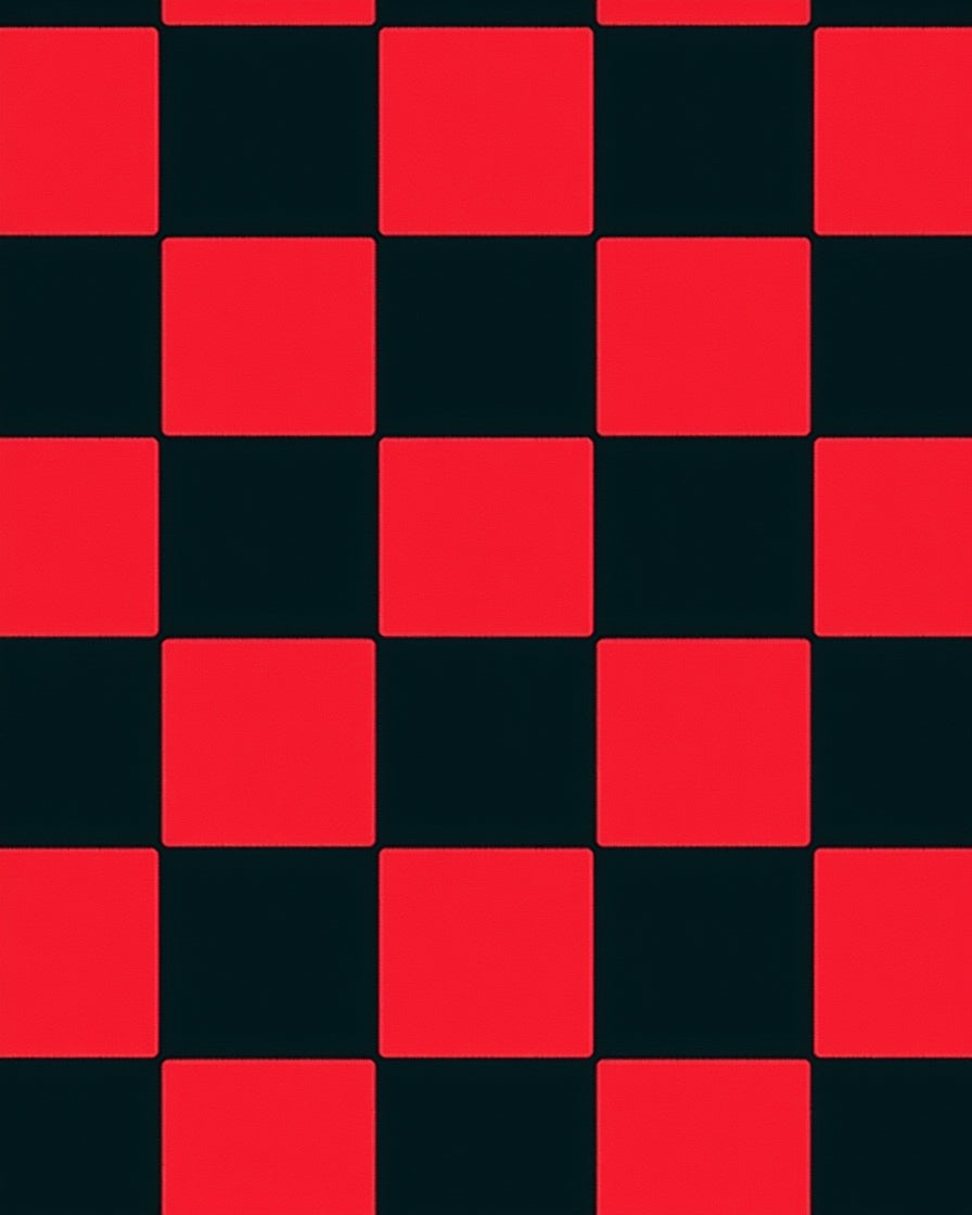 Bold Red Black Checkerboard Quilt Rug