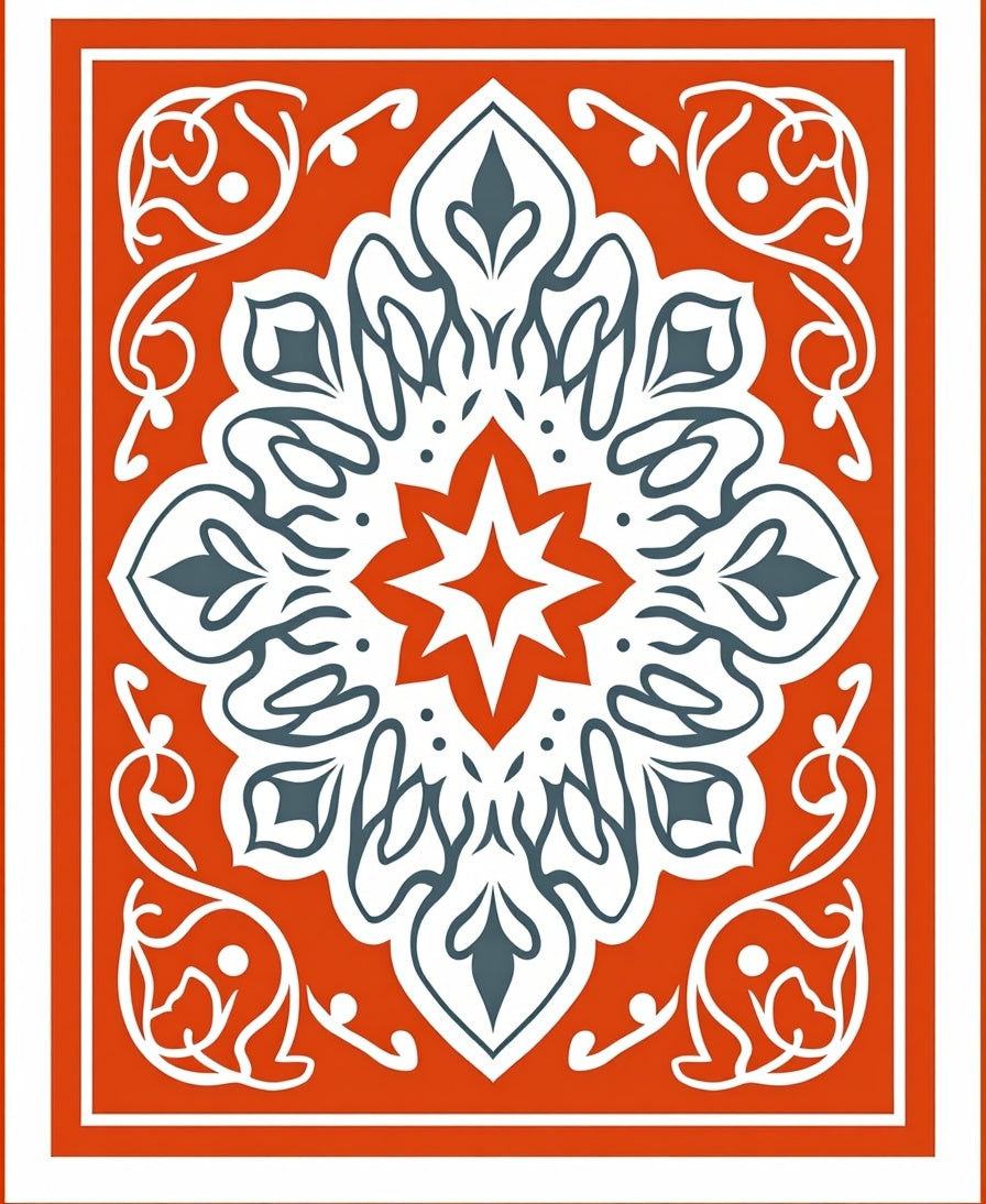 Vibrant Orange Medallion Classic Swirl Rug