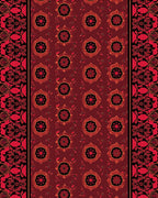 Rich Crimson Bloom Border Medallions Rug