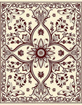 Crimson Floral Art Nouveau Cream Rug
